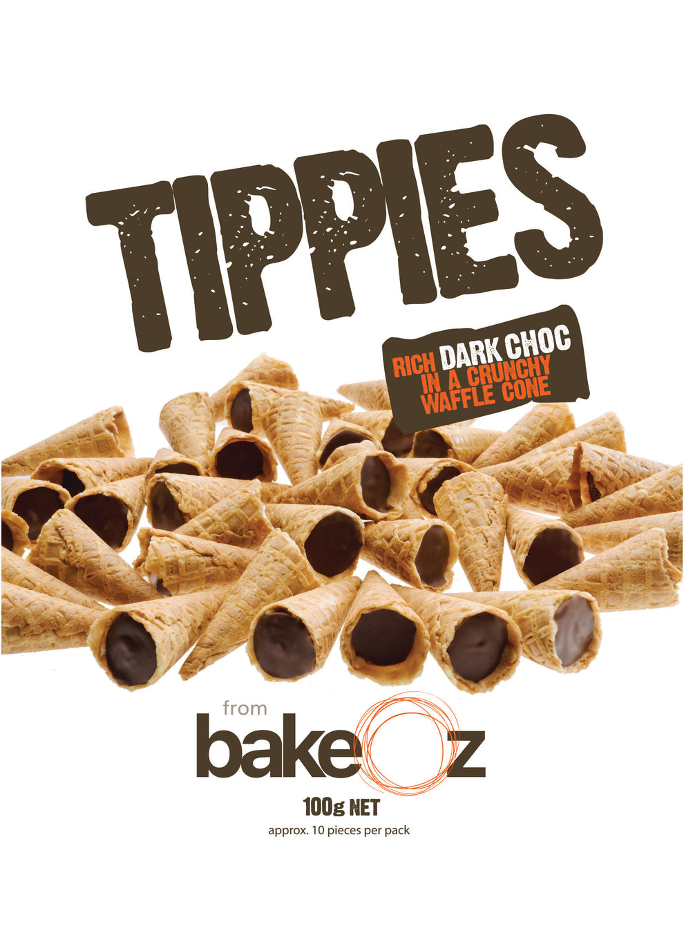 Dark Choc Tippies | Chocolate Filled Waffle Cone Tips | BakeOz